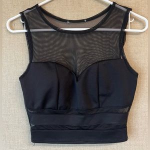 Black Mesh Crop Top